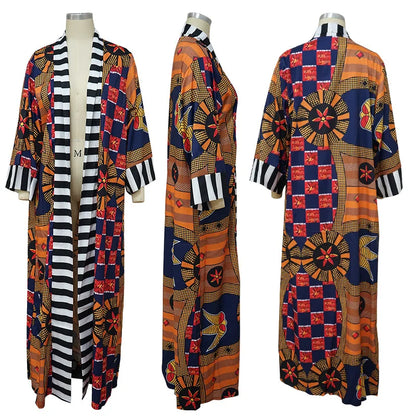 Africa Clothes for Women  2021 Dashiki Autumn Winter African Women Printing Long Shirt Cardigan Coat Dress African Dresses Women