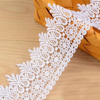 White Lace Fabric Ribbon Wedding for Dresses Macrame 3D Flower Vintage Bridal Lot By Meters