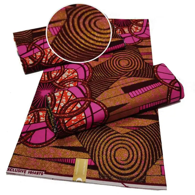 KAKATEX Newest African Glitter Glam Print Grand Wax Fabric Ankara Pagne Cotton Stuff Material For Wedding Uniform Party Dress