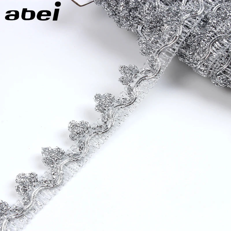 5/10Yards 20mm Gold Silve Lace Trims Wedding Party Costume Cloth Decors Fabric Ribbon Handmade Patchwork DIY Headwear Ornaments