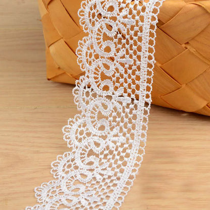 White Lace Fabric Ribbon Wedding for Dresses Macrame 3D Flower Vintage Bridal Lot By Meters