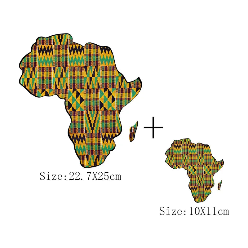 African Map Patches On Clothing Heat Transfer Sticker DIY T-Shirt Washable Patch Ankara Print T-Shirt Thermal Stickers Appliqued