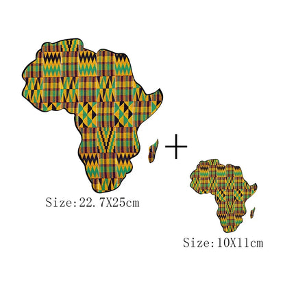 African Map Patches On Clothing Heat Transfer Sticker DIY T-Shirt Washable Patch Ankara Print T-Shirt Thermal Stickers Appliqued