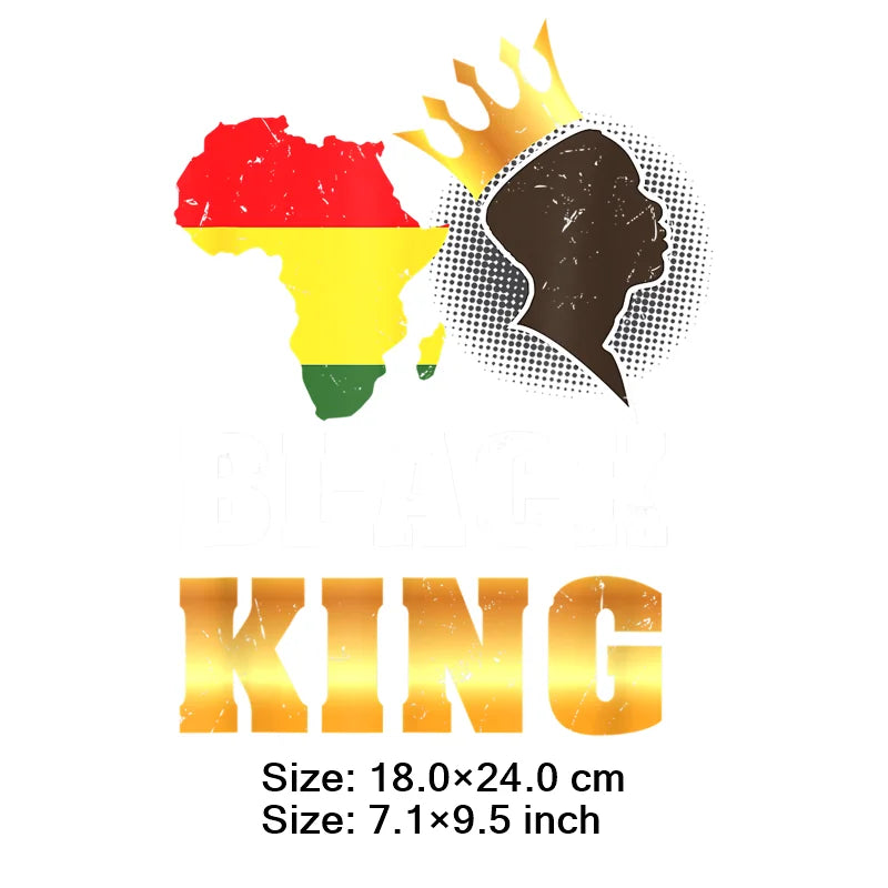 Black King For The Culture African Print Clothing Thermoadhesive Patches For Shirt Iron On Transfers Black Lives Matter Decals