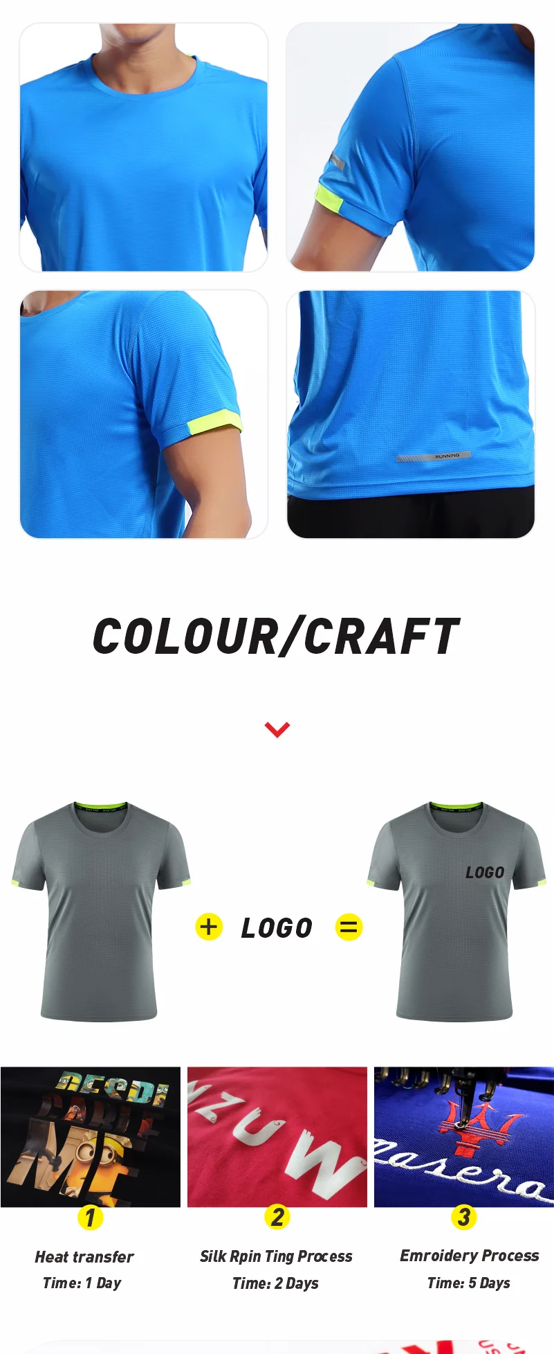 Men's t-shirt quick-drying sports top, custom logo running T-shirt, trainer fitness shirt