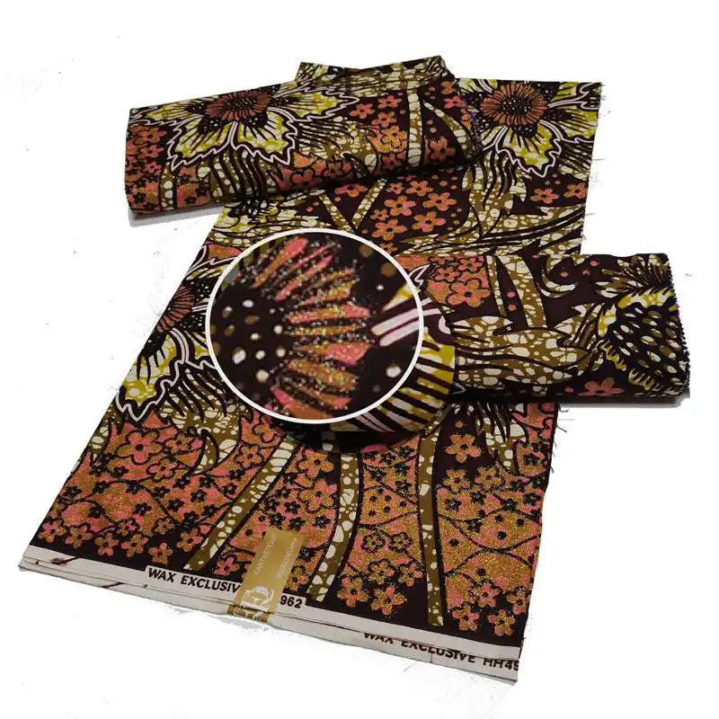 KAKATEX Newest African Glitter Glam Print Grand Wax Fabric Ankara Pagne Cotton Stuff Material For Wedding Uniform Party Dress