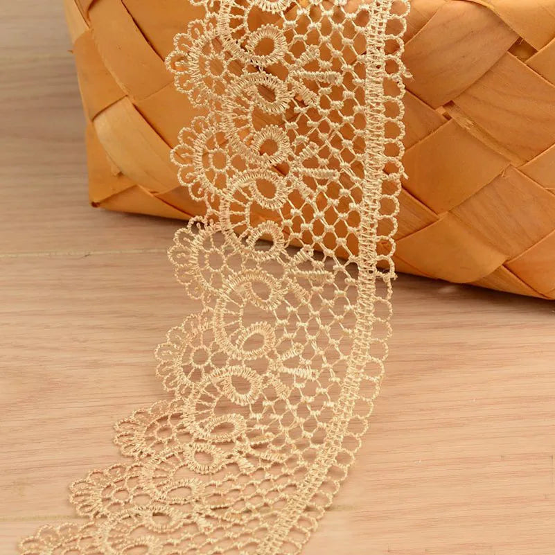 White Lace Fabric Ribbon Wedding for Dresses Macrame 3D Flower Vintage Bridal Lot By Meters