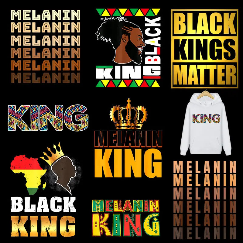 Black King For The Culture African Print Clothing Thermoadhesive Patches For Shirt Iron On Transfers Black Lives Matter Decals