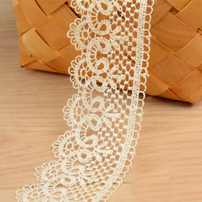 White Lace Fabric Ribbon Wedding for Dresses Macrame 3D Flower Vintage Bridal Lot By Meters