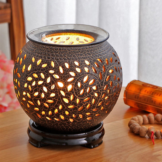 Ceramic Aromatherapy Incense Essential Oil Burner - Hollow Carved Aroma Diffuser Lamp for Home, Bedroom, Yoga, Hotel