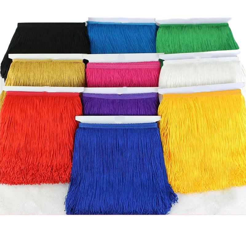 Wholesale 1 meter/lot 30cm Long Fringe Lace Tassel Polyester Lace Trim Ribbon Latin dance skirt curtain fringes for sewing