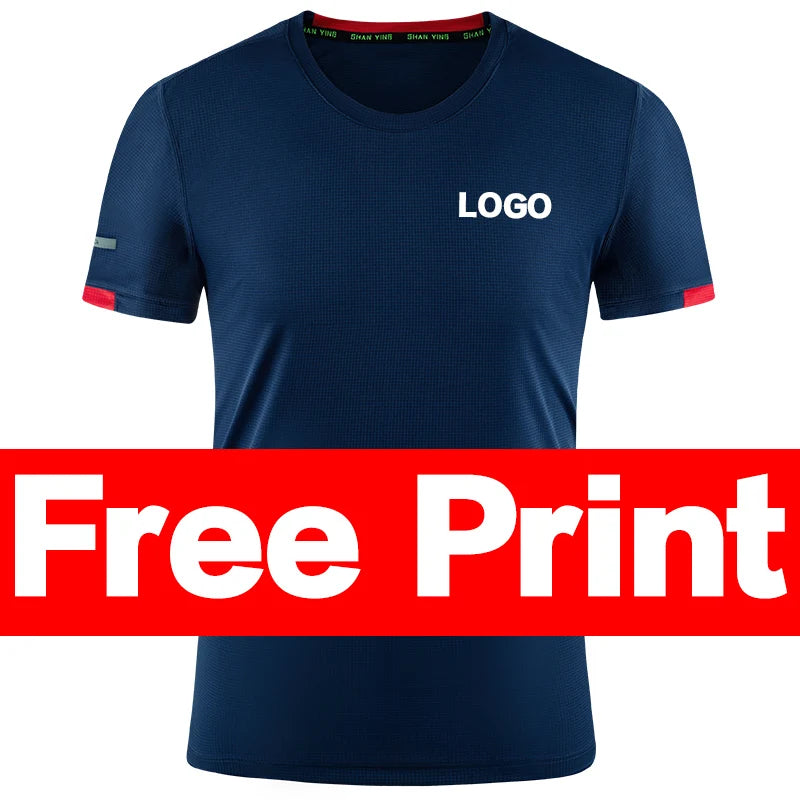 Men's t-shirt quick-drying sports top, custom logo running T-shirt, trainer fitness shirt