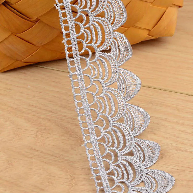 White Lace Fabric Ribbon Wedding for Dresses Macrame 3D Flower Vintage Bridal Lot By Meters