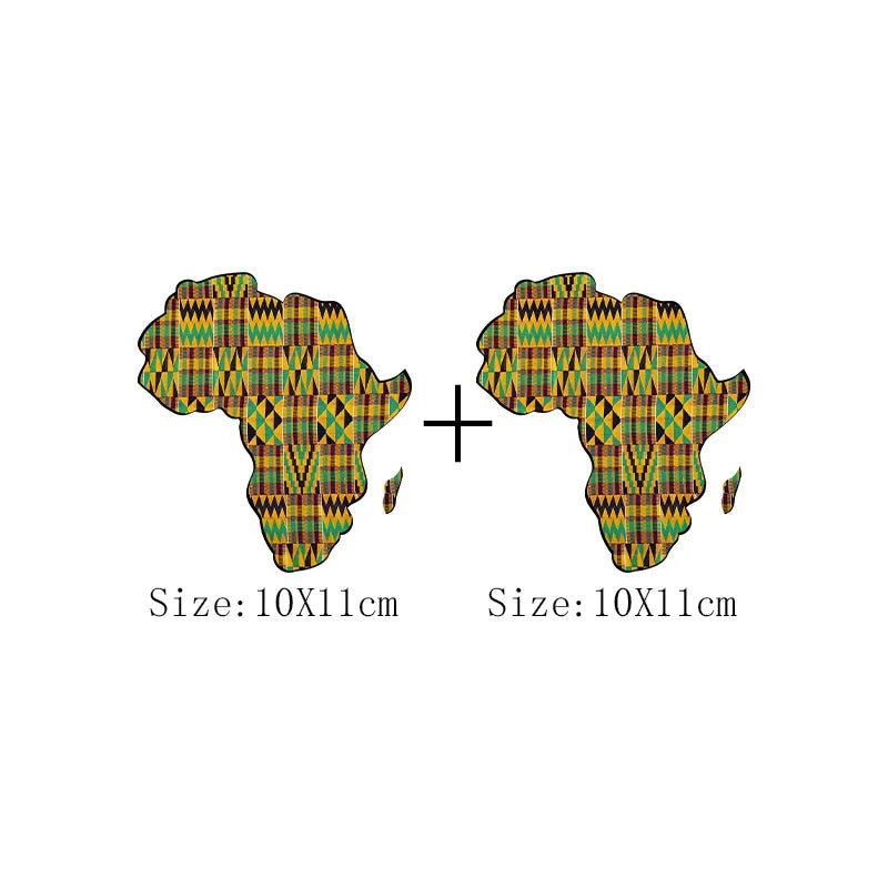 African Map Patches On Clothing Heat Transfer Sticker DIY T-Shirt Washable Patch Ankara Print T-Shirt Thermal Stickers Appliqued