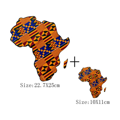 African Map Patches On Clothing Heat Transfer Sticker DIY T-Shirt Washable Patch Ankara Print T-Shirt Thermal Stickers Appliqued