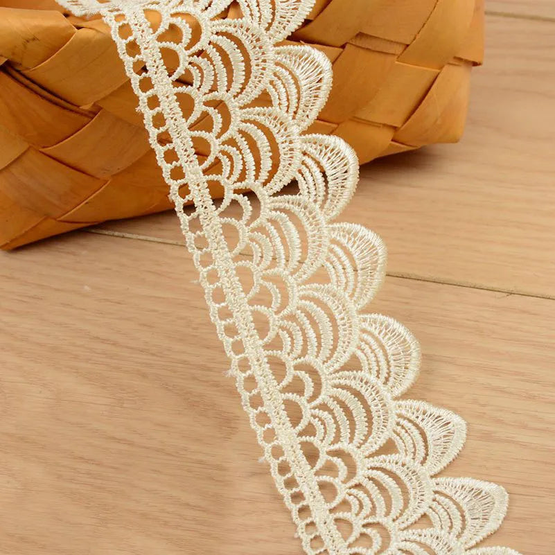 White Lace Fabric Ribbon Wedding for Dresses Macrame 3D Flower Vintage Bridal Lot By Meters