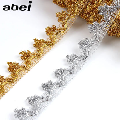 5/10Yards 20mm Gold Silve Lace Trims Wedding Party Costume Cloth Decors Fabric Ribbon Handmade Patchwork DIY Headwear Ornaments