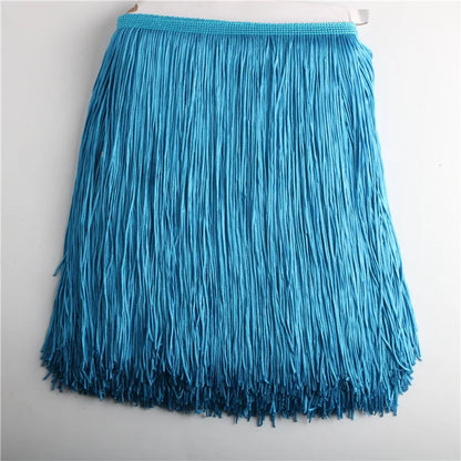 Wholesale 1 meter/lot 30cm Long Fringe Lace Tassel Polyester Lace Trim Ribbon Latin dance skirt curtain fringes for sewing