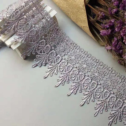 2 Yards 10 cm Lace Ribbon Trims Costume Trimmings Cream Brown Dress Applique Polyester DIY Crafts Sewing Fabric Gray Gold