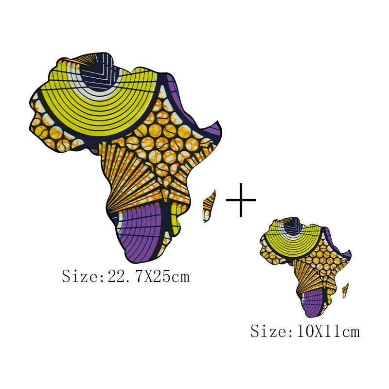 African Map Patches On Clothing Heat Transfer Sticker DIY T-Shirt Washable Patch Ankara Print T-Shirt Thermal Stickers Appliqued