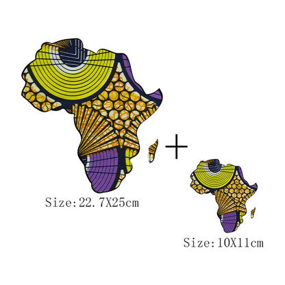 African Map Patches On Clothing Heat Transfer Sticker DIY T-Shirt Washable Patch Ankara Print T-Shirt Thermal Stickers Appliqued