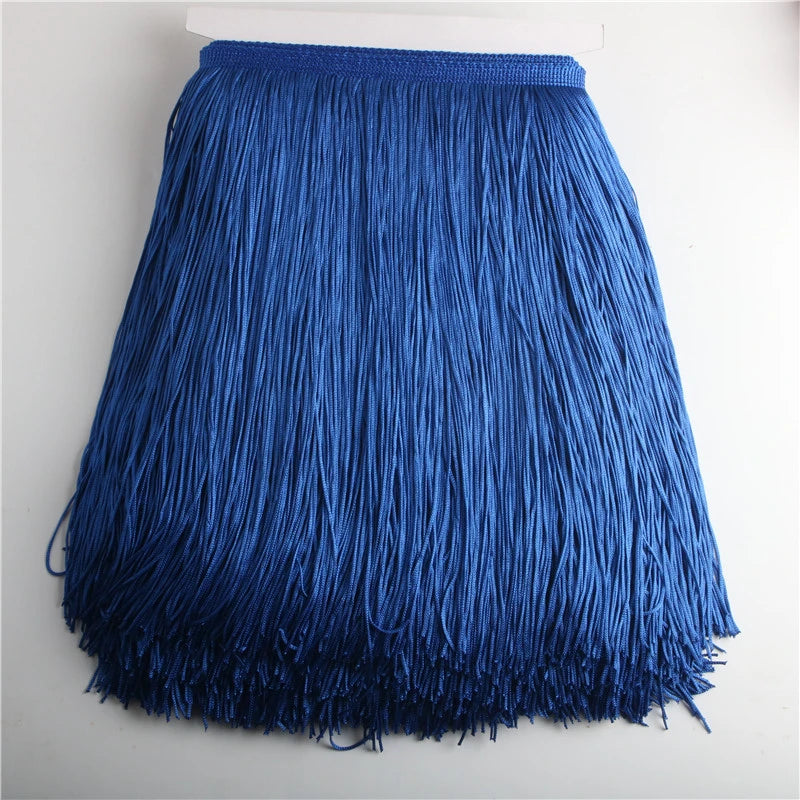 Wholesale 1 meter/lot 30cm Long Fringe Lace Tassel Polyester Lace Trim Ribbon Latin dance skirt curtain fringes for sewing