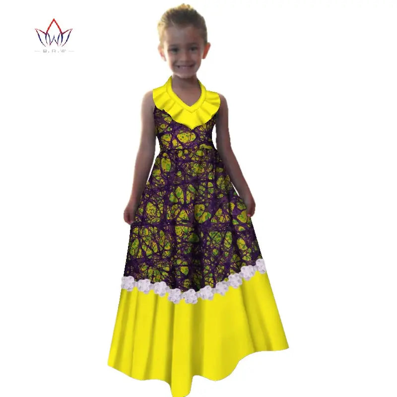 New Summer Africa Children Dress Dashiki European Root Yarn Cute Girls Dresses Sweet African Traditional Clothing WYT245