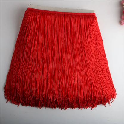 Wholesale 1 meter/lot 30cm Long Fringe Lace Tassel Polyester Lace Trim Ribbon Latin dance skirt curtain fringes for sewing