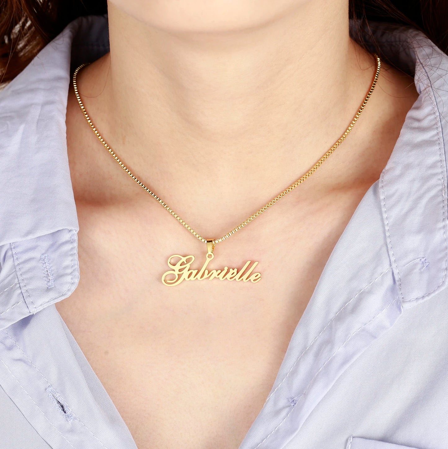 Custom Name Necklace Personalized Nameplate Necklace For Women Gold Stainless Steel Chain Customized Princess BFF Jewelry Gift