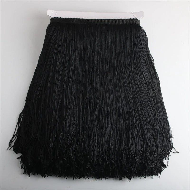 Wholesale 1 meter/lot 30cm Long Fringe Lace Tassel Polyester Lace Trim Ribbon Latin dance skirt curtain fringes for sewing