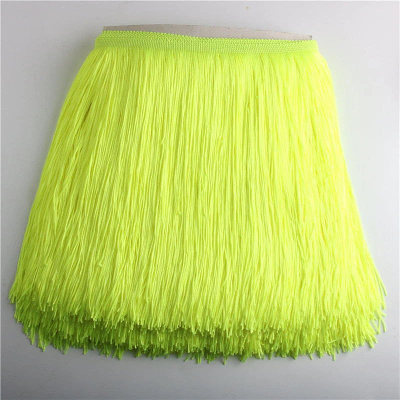 Wholesale 1 meter/lot 30cm Long Fringe Lace Tassel Polyester Lace Trim Ribbon Latin dance skirt curtain fringes for sewing