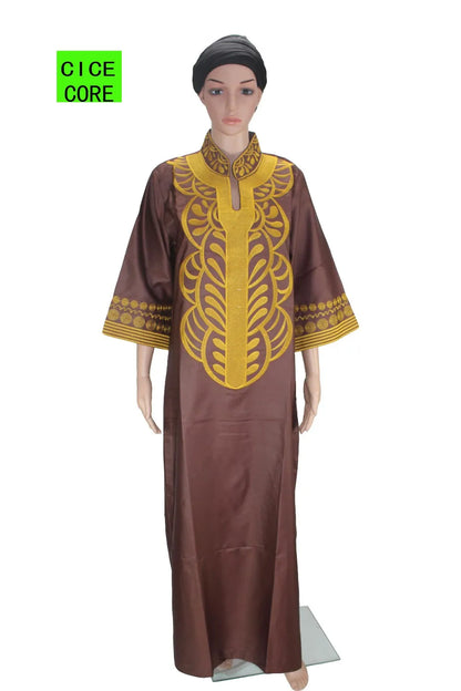 African dresses for women dashiki soft embroidery desing long dress without scarf