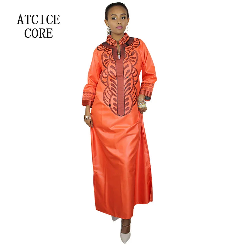 African dresses for women dashiki soft embroidery desing long dress without scarf