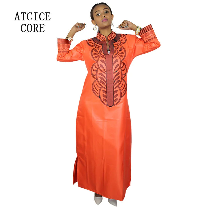 African dresses for women dashiki soft embroidery desing long dress without scarf