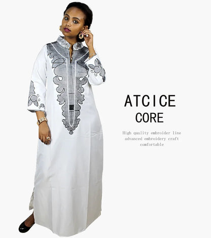 Dashiki  Dresses Bazin Riche Traditional African Clothing Long Sleeve For Ladies Without Scarf