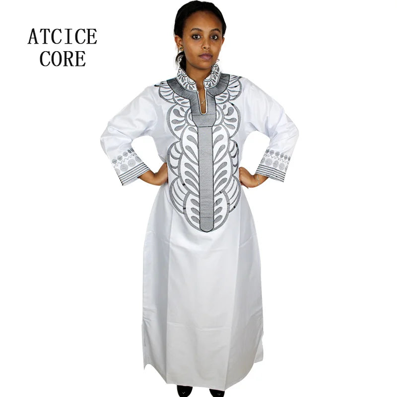 African dresses for women dashiki soft embroidery desing long dress without scarf