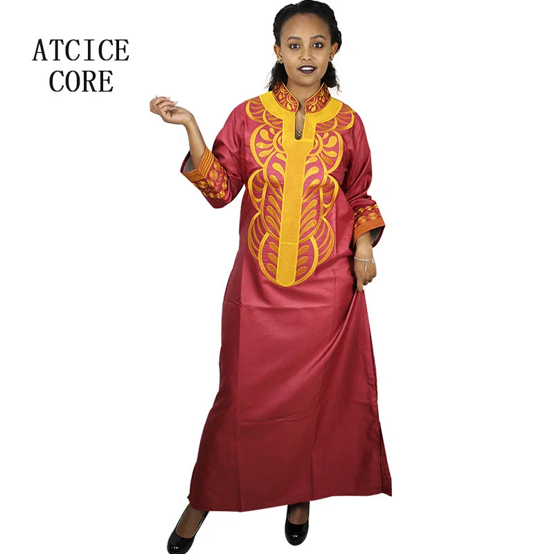 African dresses for women dashiki soft embroidery desing long dress without scarf