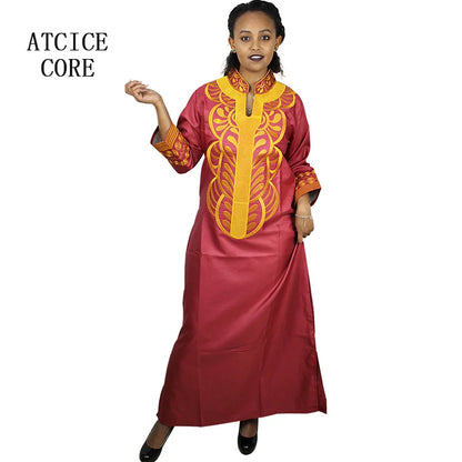 African dresses for women dashiki soft embroidery desing long dress without scarf