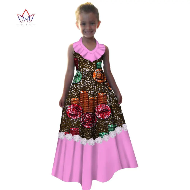 New Summer Africa Children Dress Dashiki European Root Yarn Cute Girls Dresses Sweet African Traditional Clothing WYT245