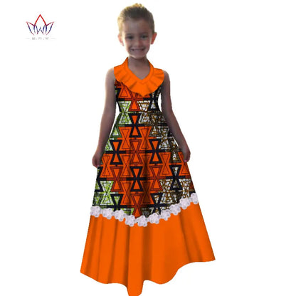 New Summer Africa Children Dress Dashiki European Root Yarn Cute Girls Dresses Sweet African Traditional Clothing WYT245