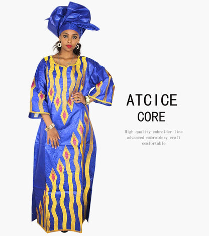 African Dresses For Women Bazin Riche Design Dress Embroidery Design