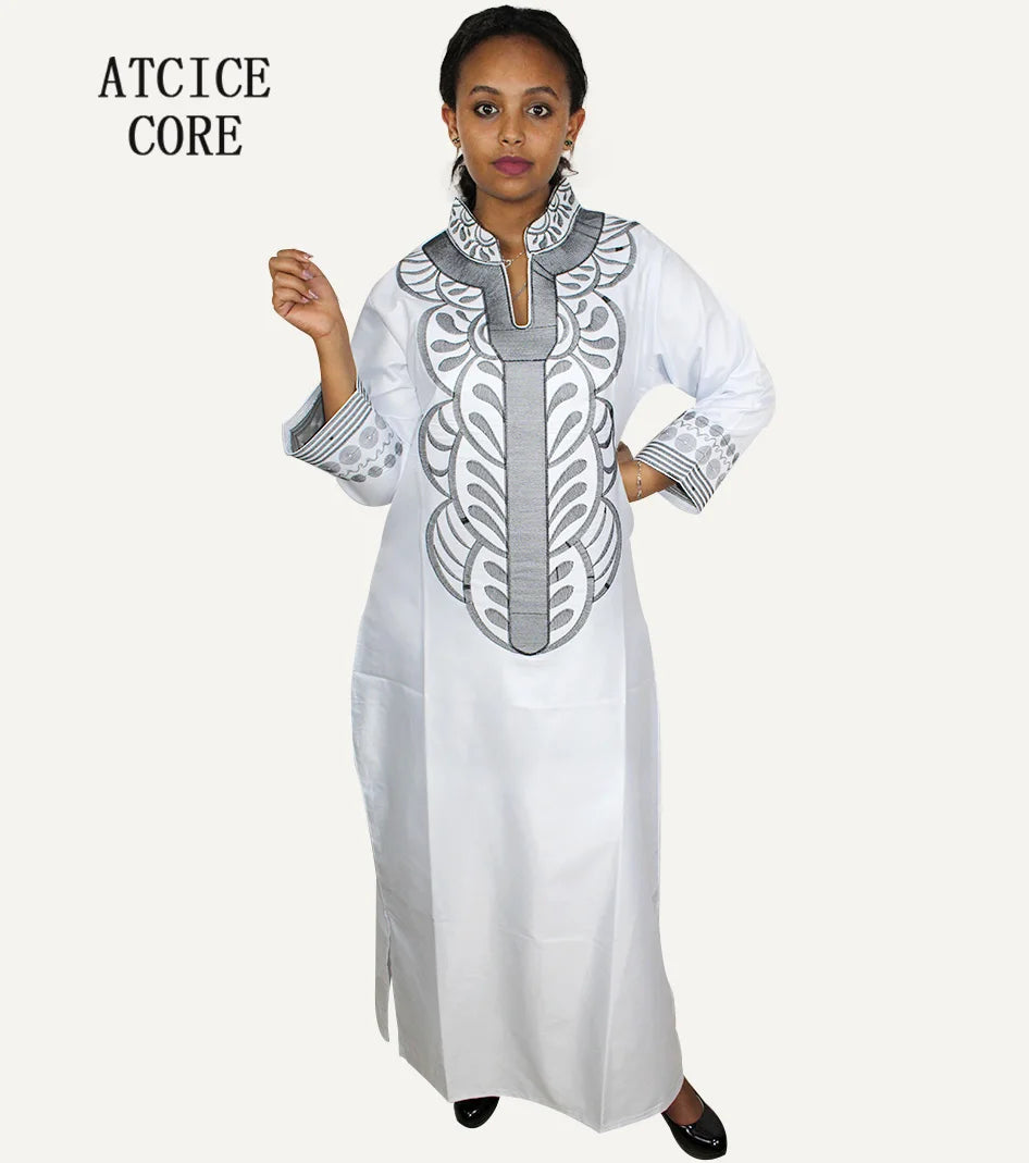 African dresses for women dashiki soft embroidery desing long dress without scarf