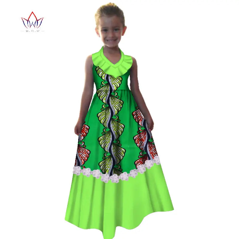 New Summer Africa Children Dress Dashiki European Root Yarn Cute Girls Dresses Sweet African Traditional Clothing WYT245