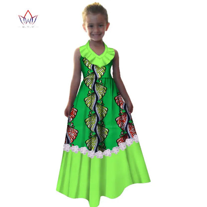 New Summer Africa Children Dress Dashiki European Root Yarn Cute Girls Dresses Sweet African Traditional Clothing WYT245