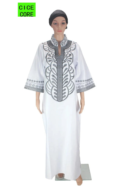 African dresses for women dashiki soft embroidery desing long dress without scarf