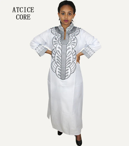 African dresses for women dashiki soft embroidery desing long dress without scarf