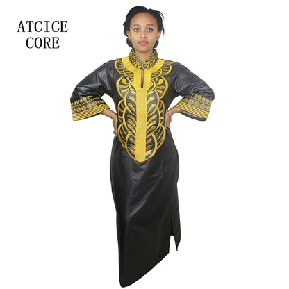 African dresses for women dashiki soft embroidery desing long dress without scarf