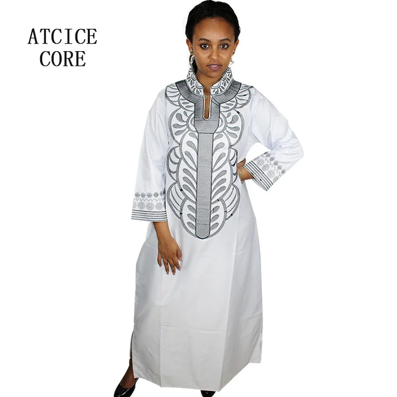 African dresses for women dashiki soft embroidery desing long dress without scarf