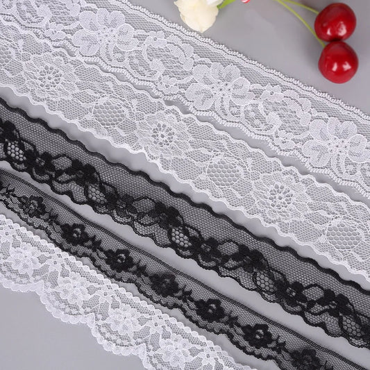 10 yard Lace Ribbon Lace fabric Lace trimmings Embroidered Craft decoration Wedding Lace ribbon gift wrapping Black and white