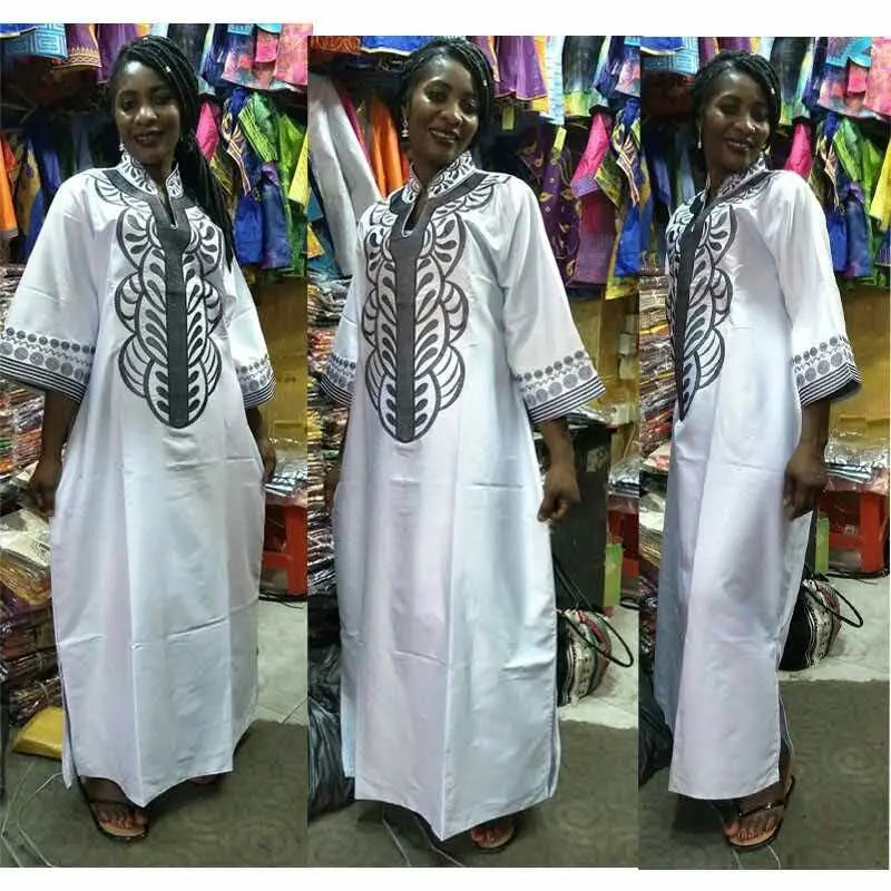 African dresses for women dashiki soft embroidery desing long dress without scarf